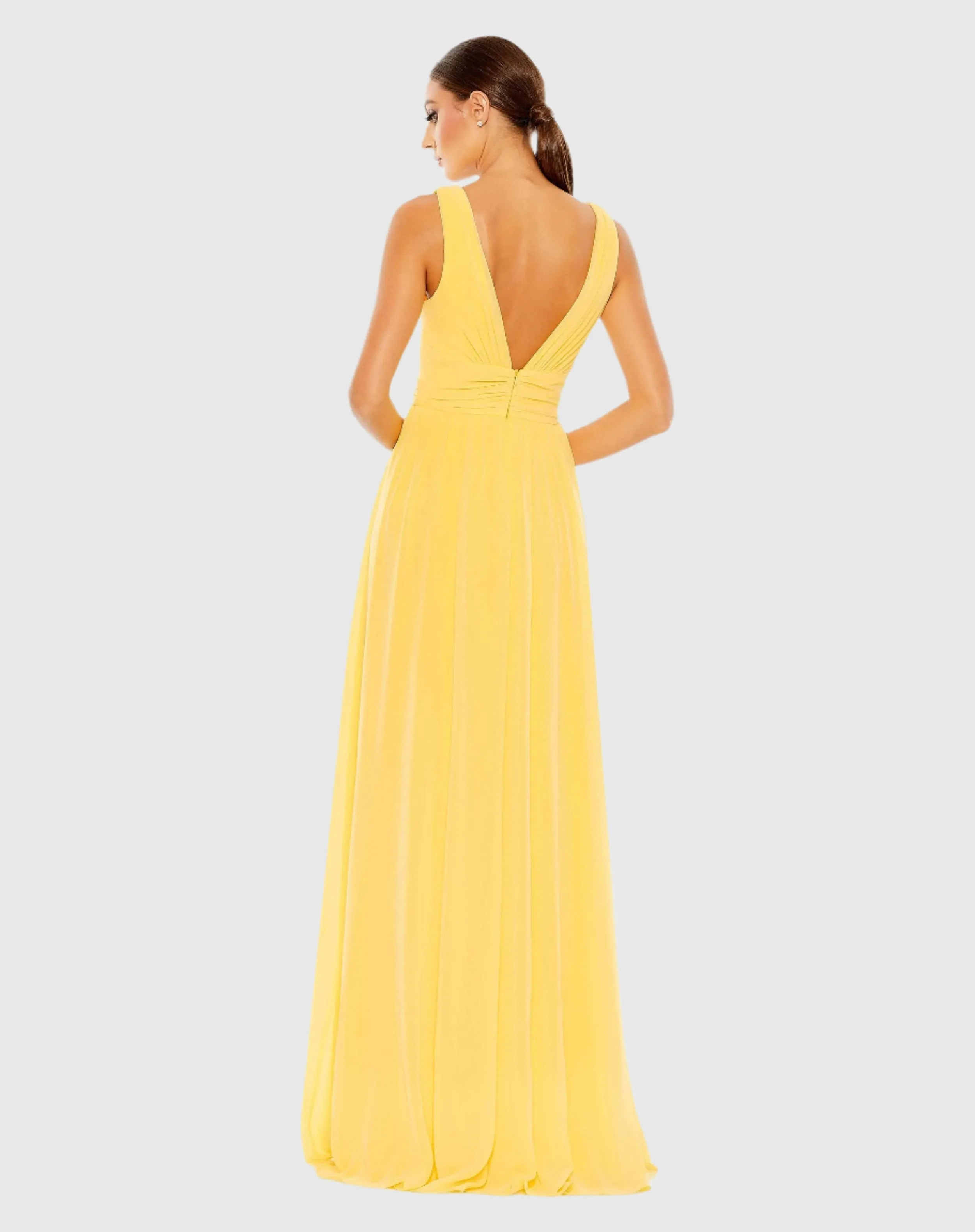 Chiffon Sleeveless Wrap Over A Line Gown