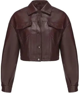 CHIGUO Women Faux Leather Cropped Jacket Trendy Moto Biker Short Jacket Fashion PU Coat Party Jacket