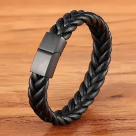 Classic Stainless Steel Leather Men's Bracelet