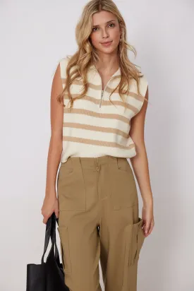 Coleman Zip Front Short Sleeve Sweater
