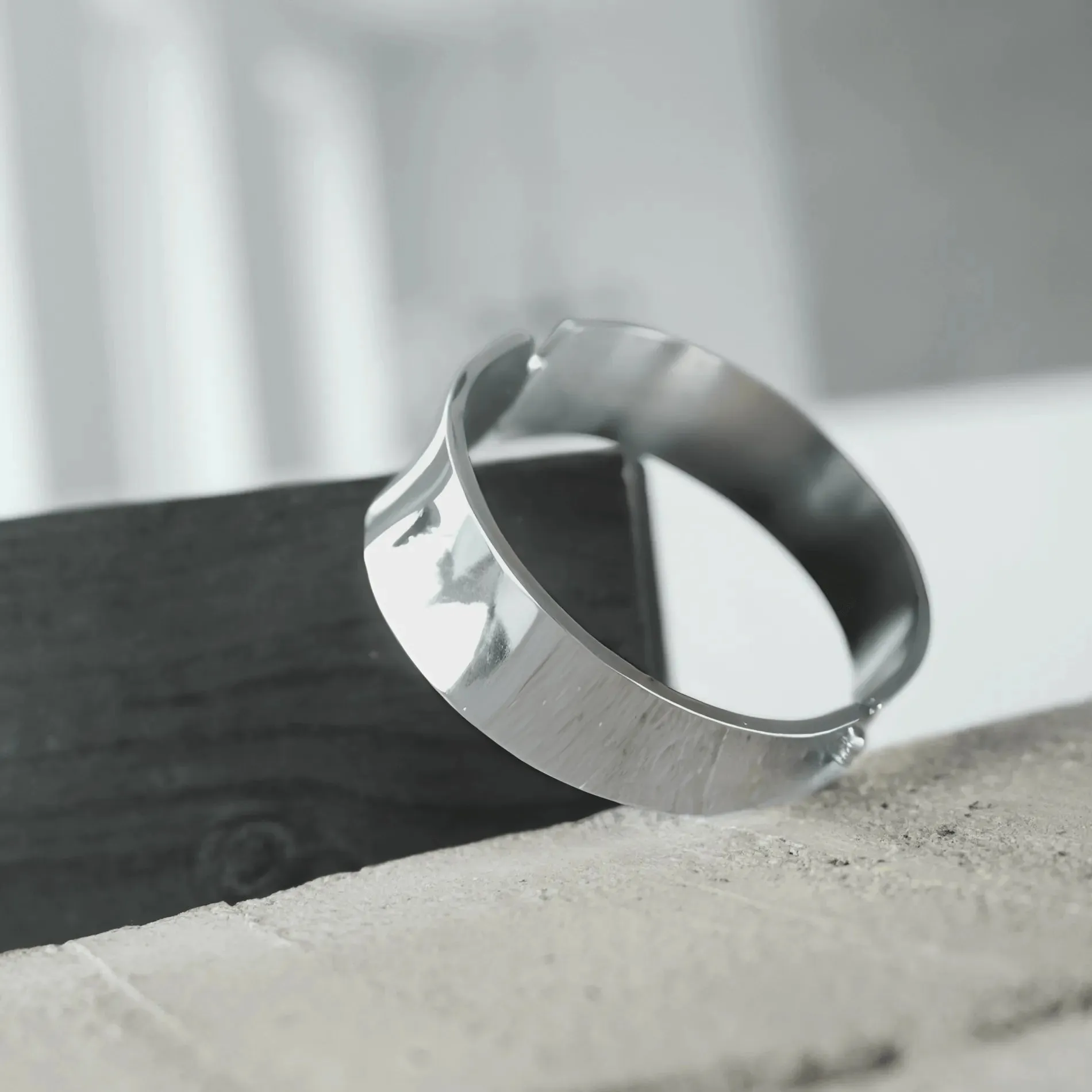 Courage Waterproof Minimalistic Statement Bangle Bracelet Silver Plating