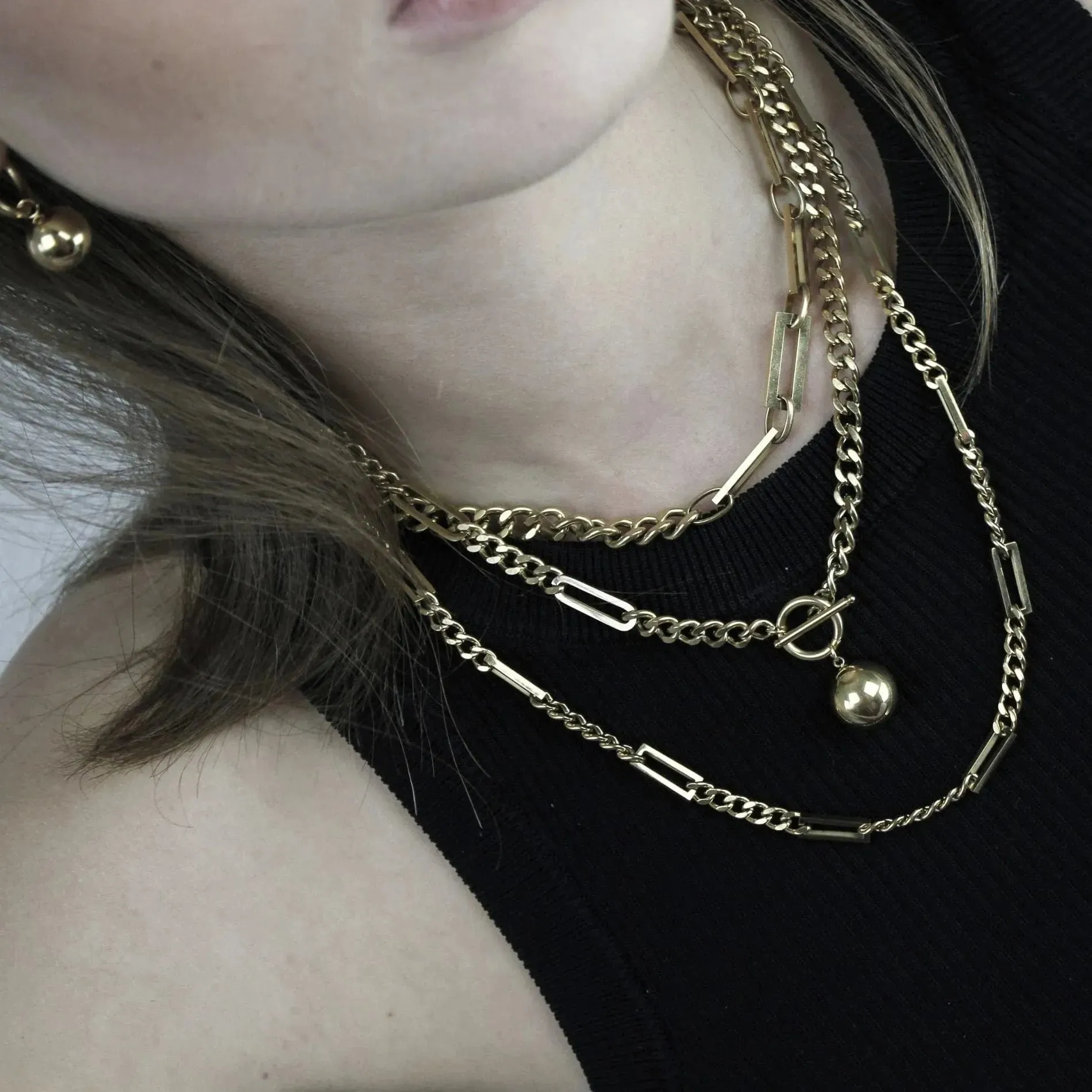 Courage Waterproof Multi Link Necklace 18K Gold Plating