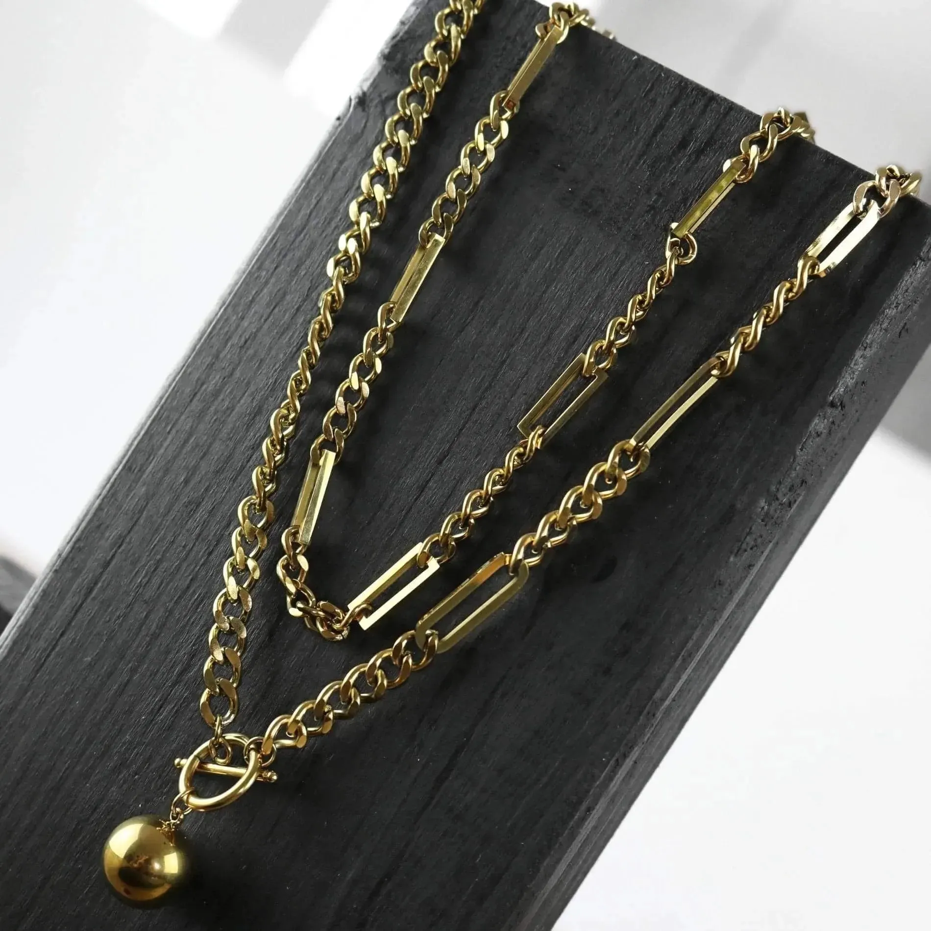Courage Waterproof Multi Link Necklace 18K Gold Plating