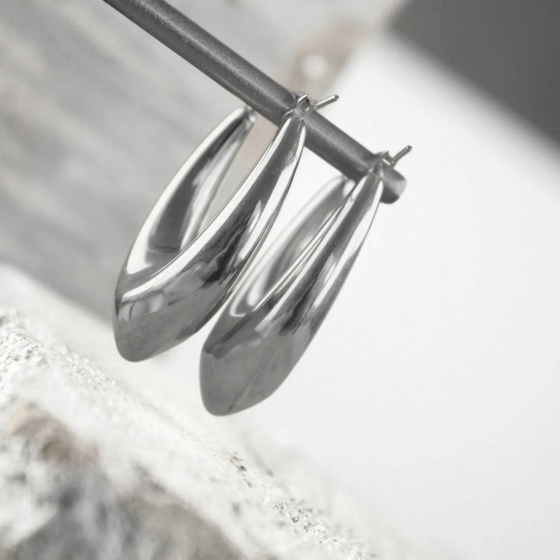 Courage Waterproof Oval Statement Earring Silver Plating