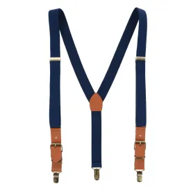 CTM® Men's 1 Inch Wide Suspender with Faux Leather Buckle and Clip-Ends