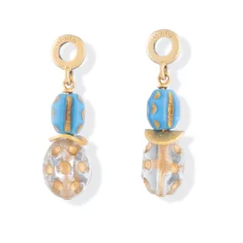 Czech Glass Midi Tulip Charm - Blue