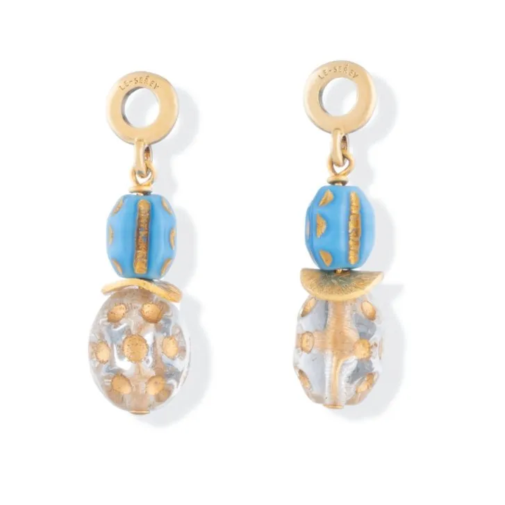 Czech Glass Midi Tulip Charm - Blue