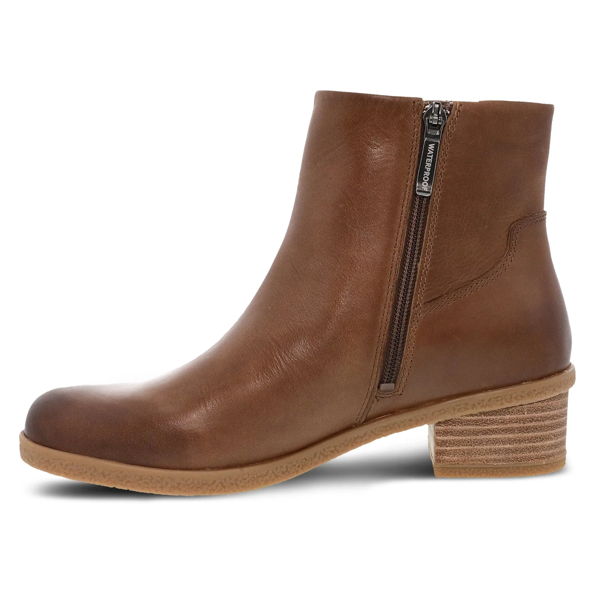 Daisie Waterproof Leather Side Gore Mid Boot in Tan