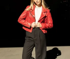 DALINA RED LEATHER JACKET