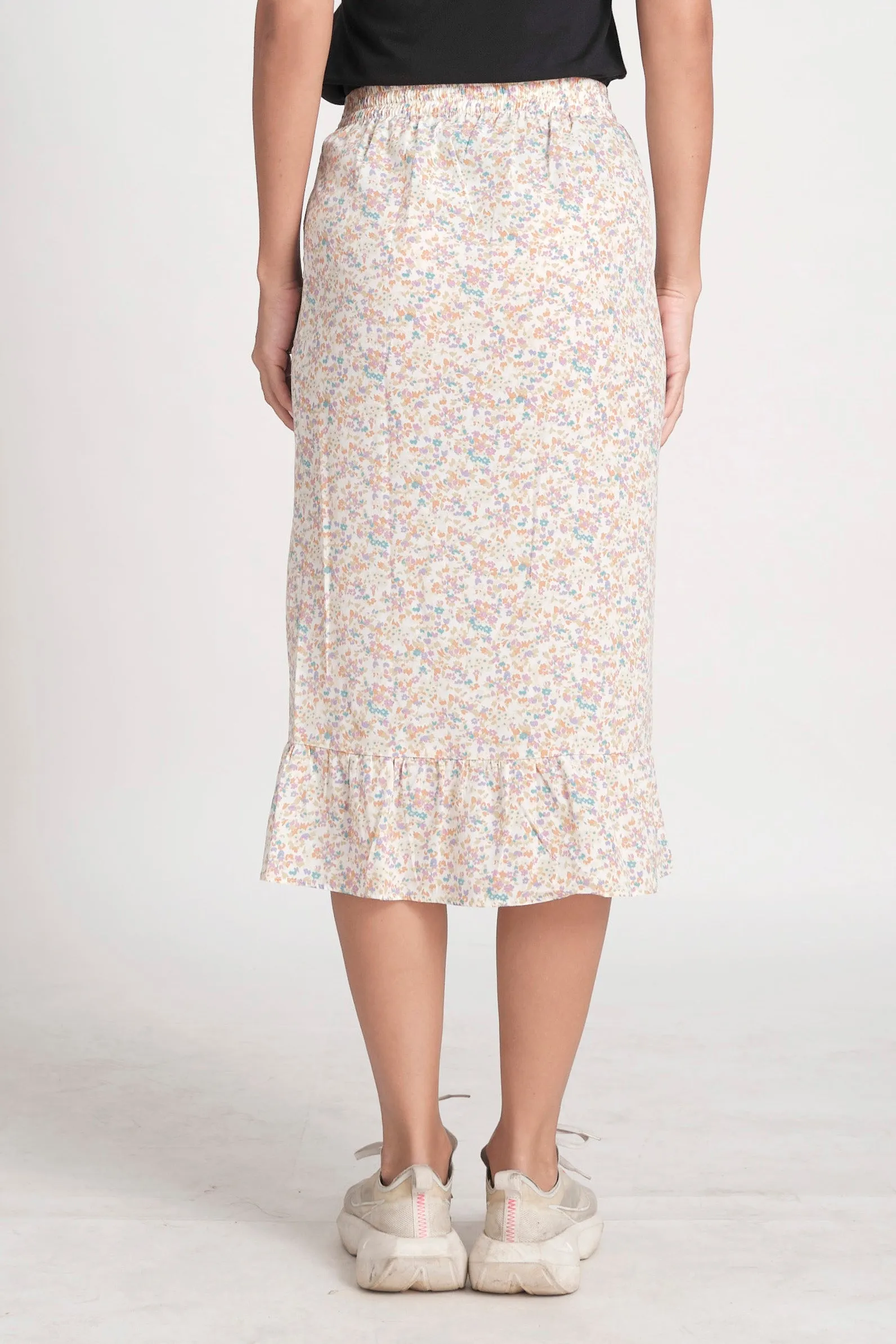 Delila Floral Cute Skirt-Peach