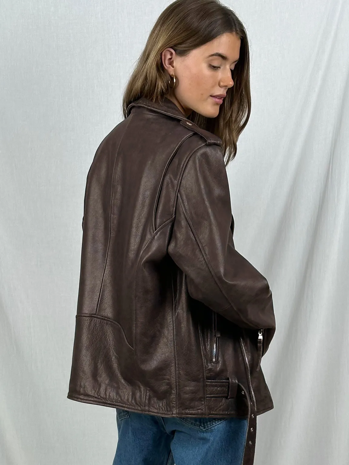 DODGE BIKER JACKET - BROWN