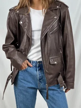 DODGE BIKER JACKET - BROWN
