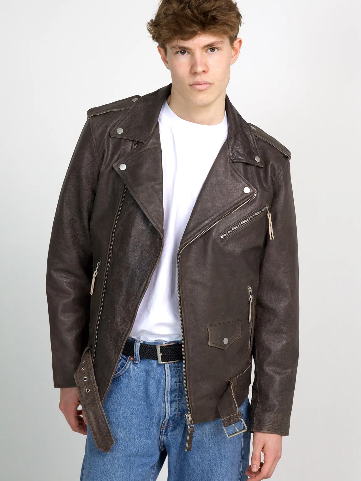 DODGE BIKER JACKET - BROWN