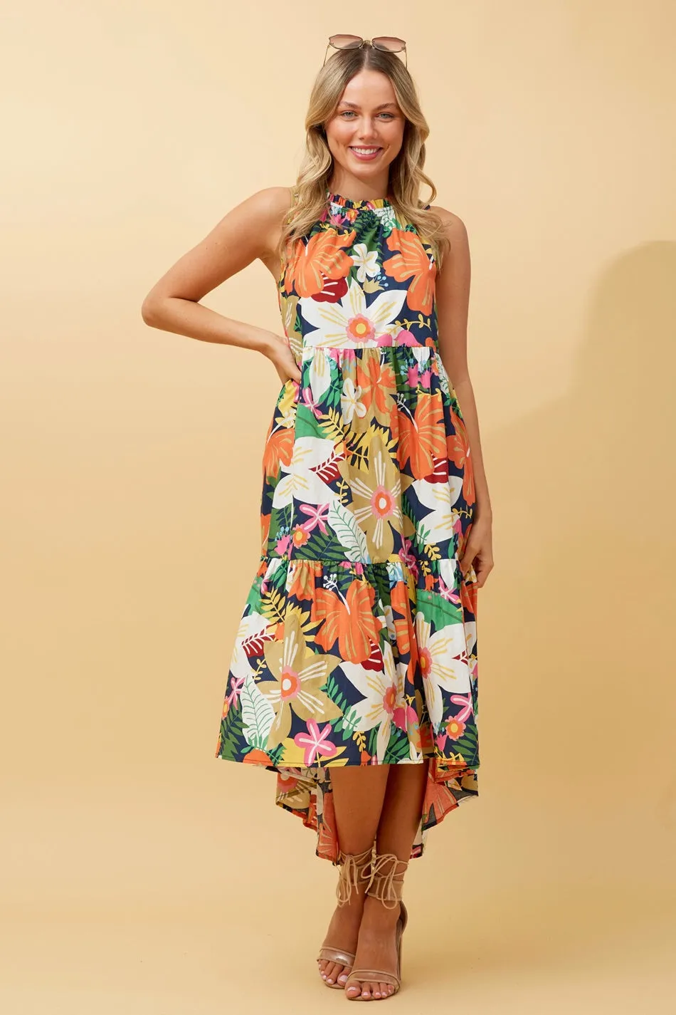 DREW FLORAL TRAPEZE DRESS