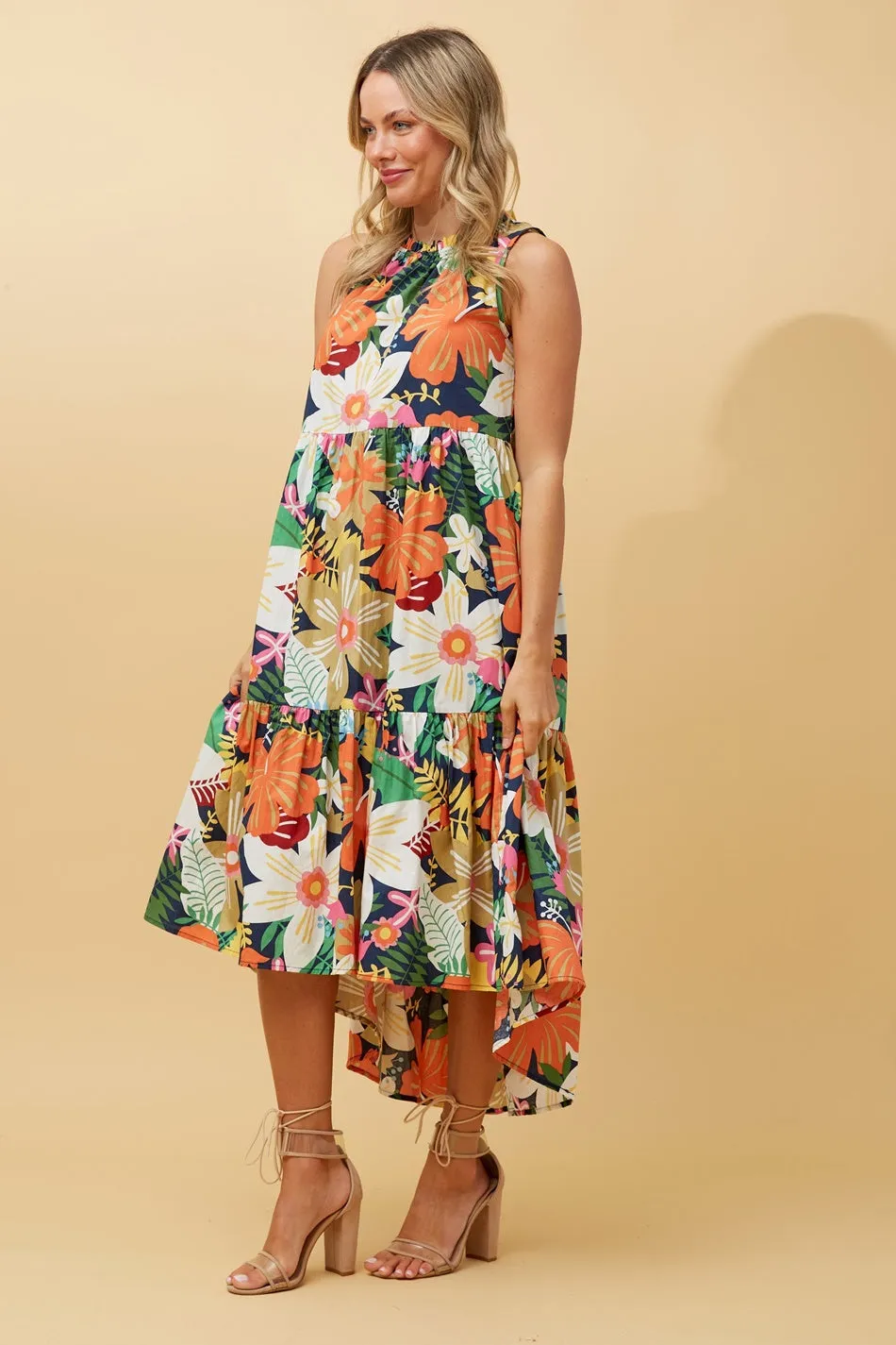 DREW FLORAL TRAPEZE DRESS