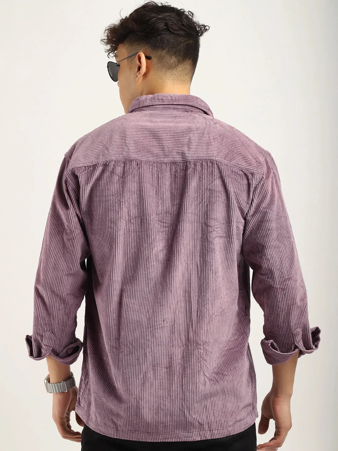 Fabric Corduroy Purple Full Sleeve Shirt