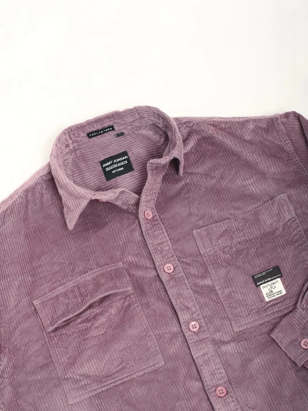 Fabric Corduroy Purple Full Sleeve Shirt