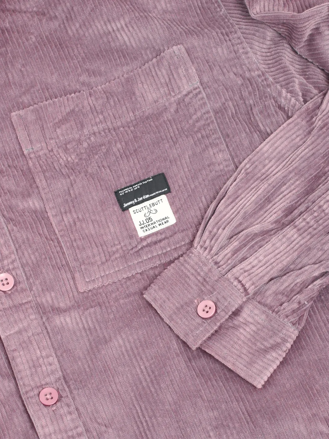 Fabric Corduroy Purple Full Sleeve Shirt