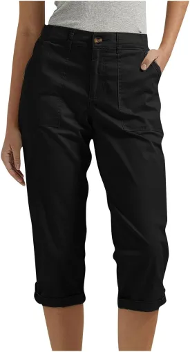 fanmpghleoo Dressy Capri Pants for Women Casual High Waisted Capris Cargo Pants with Pockets Slim-Fit Tapered Cotton Capris