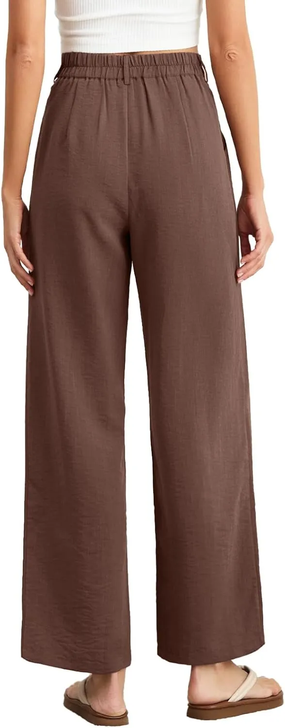 Feiersi Women's Wide Leg Pants Casual High Waisted Slacks Straight Dressy Pants Palazzo Trousers with Pockets