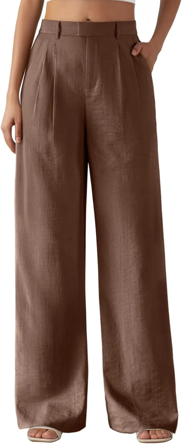 Feiersi Women's Wide Leg Pants Casual High Waisted Slacks Straight Dressy Pants Palazzo Trousers with Pockets
