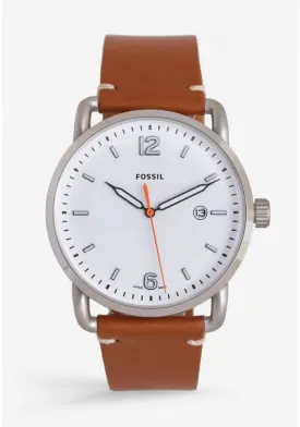 FOSSIL THE COMMUTER THREE-HAND DATE LIGHT BROWN LEATHER WATCH