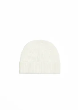 Foxford White Ribbed Cashmere Beanie