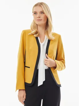 Framed Open Front Stretch Crepe Jacket