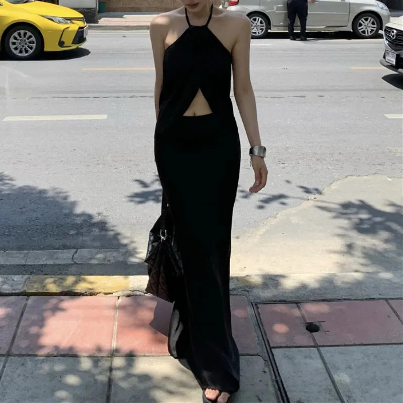 Girlary 2024 Summer New High Street 3d Flower Backless Sexy Irregular Camisole Women   High Waist Casual Mid-length Skirt Two-piece Suit