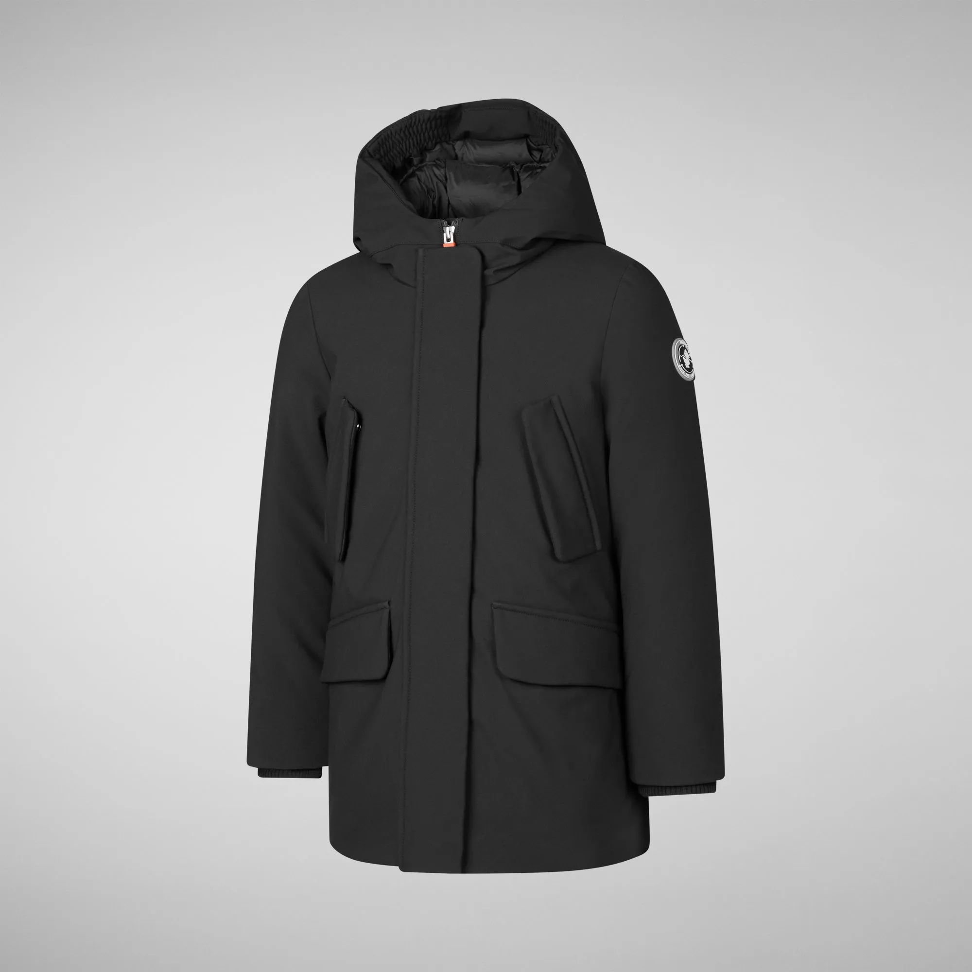 Girls' hooded parka Ally in black