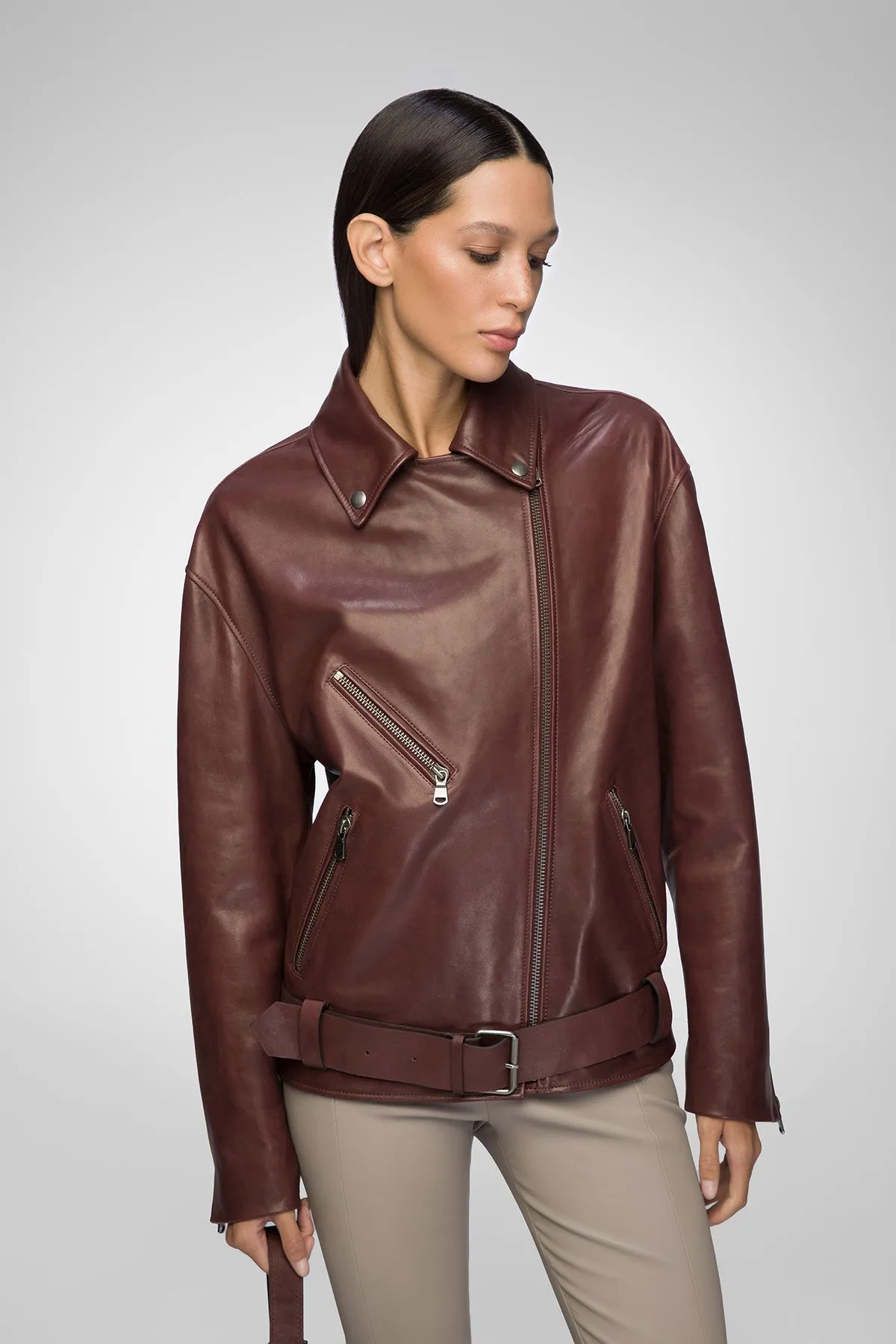 Gisele - Cherry Leather Jacket