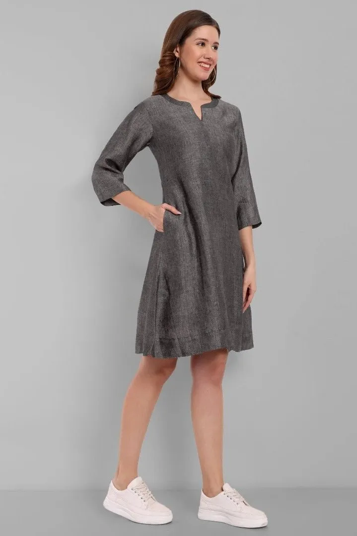 Gray Linen A line Dress