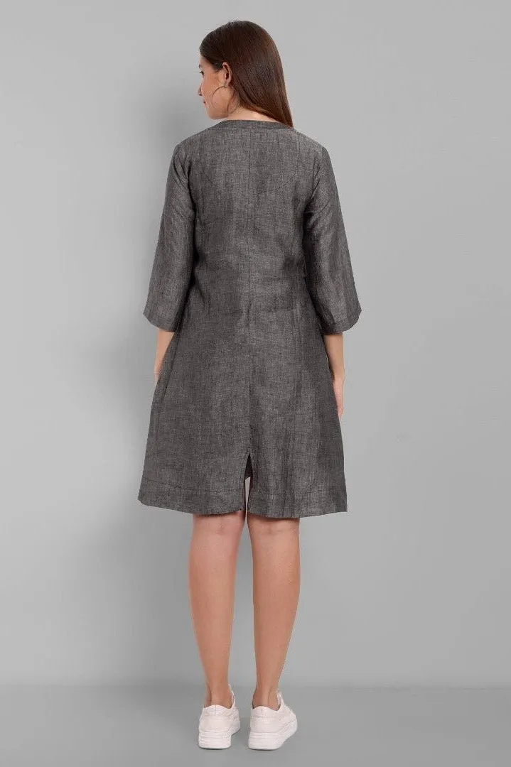 Gray Linen A line Dress