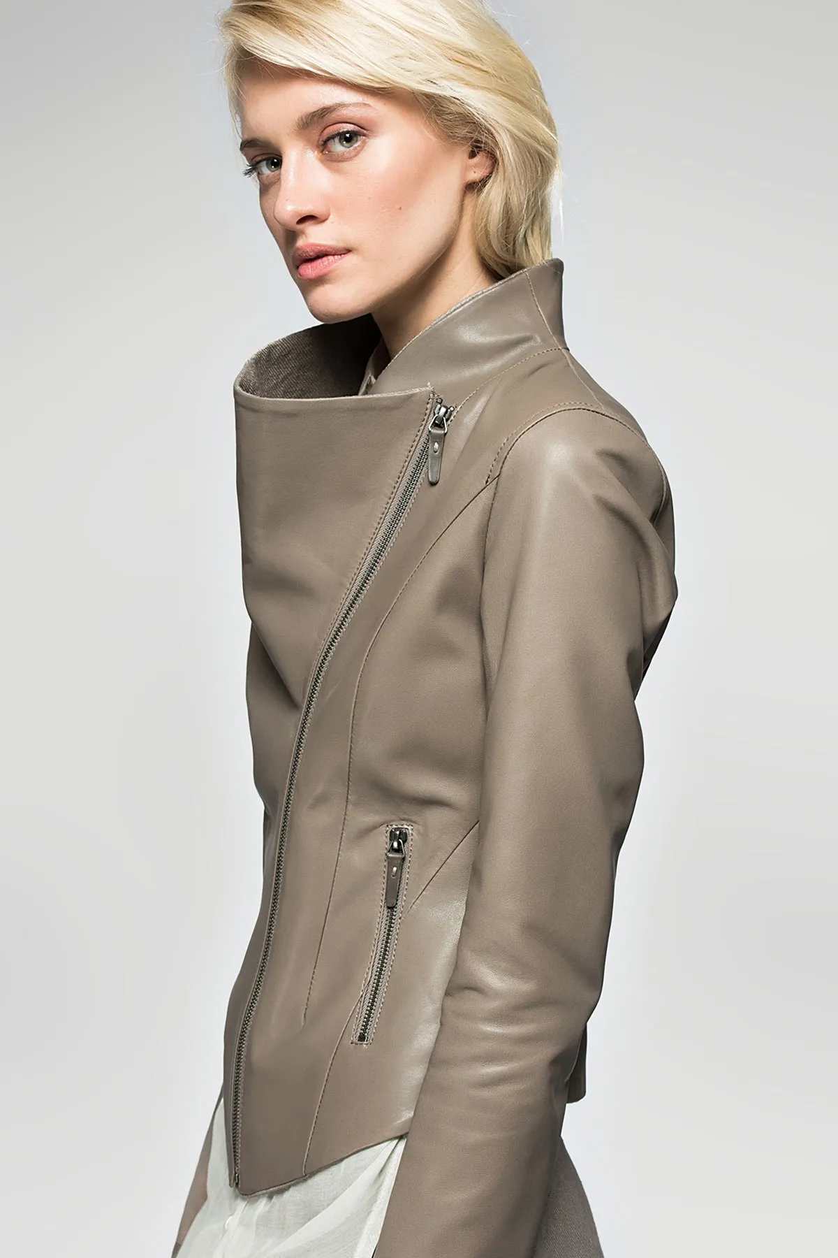 Grey Leather Jacket