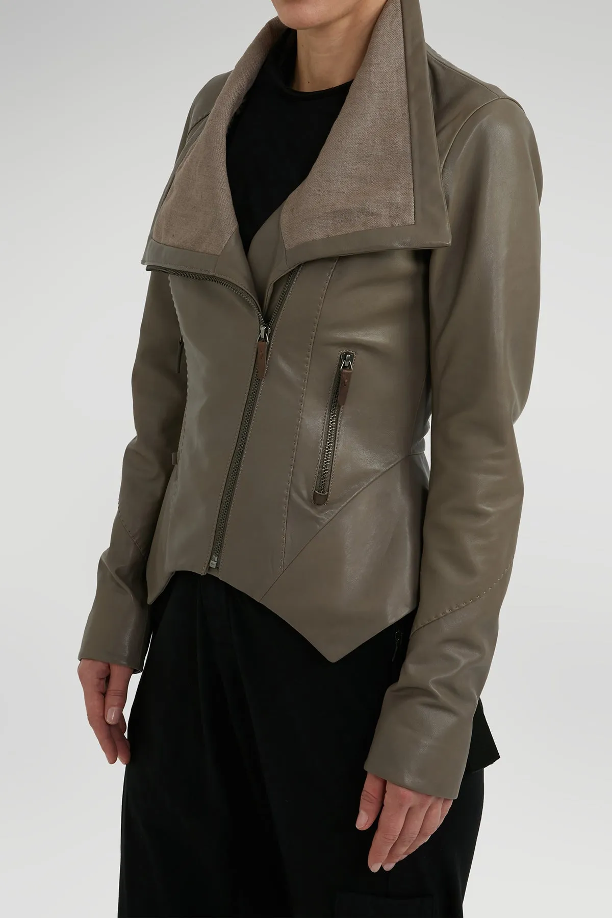 Grey Leather Jacket