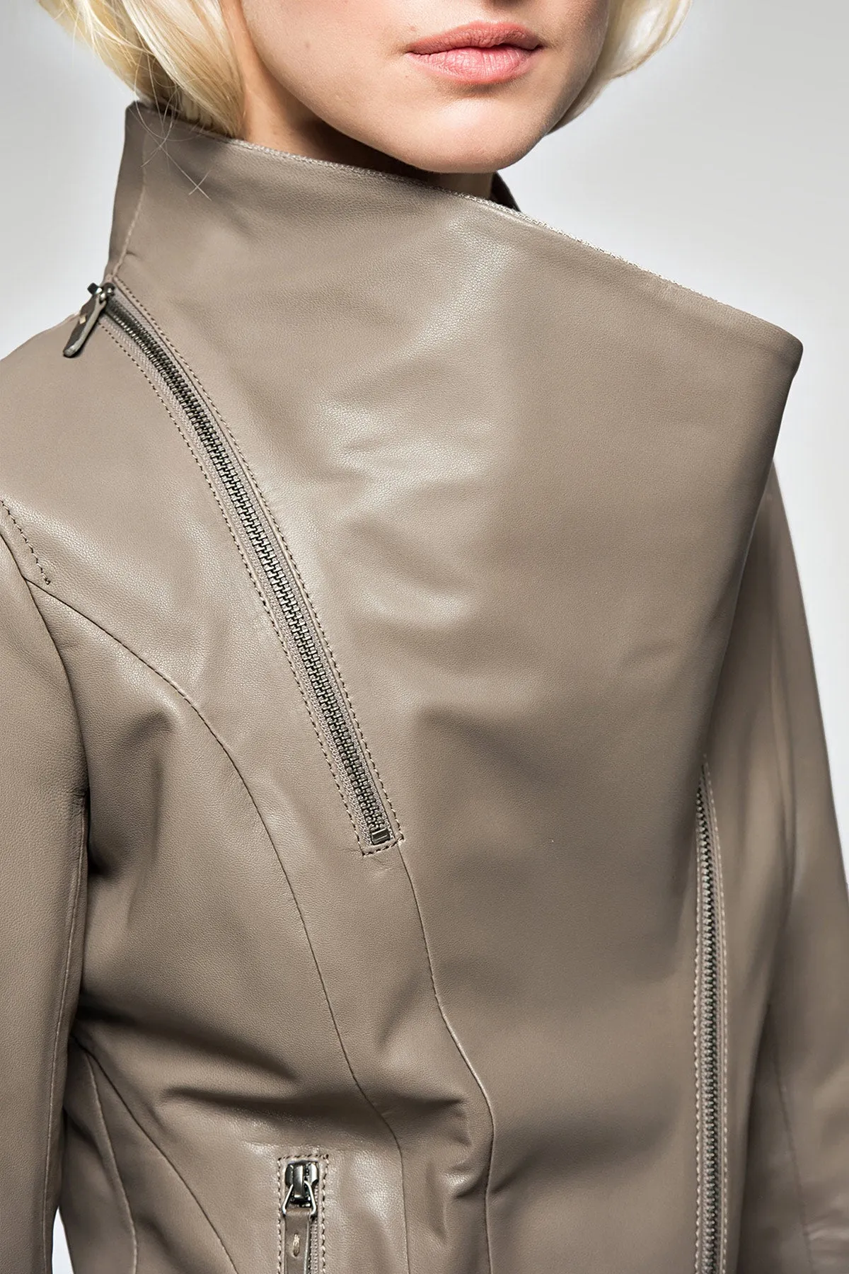 Grey Leather Jacket