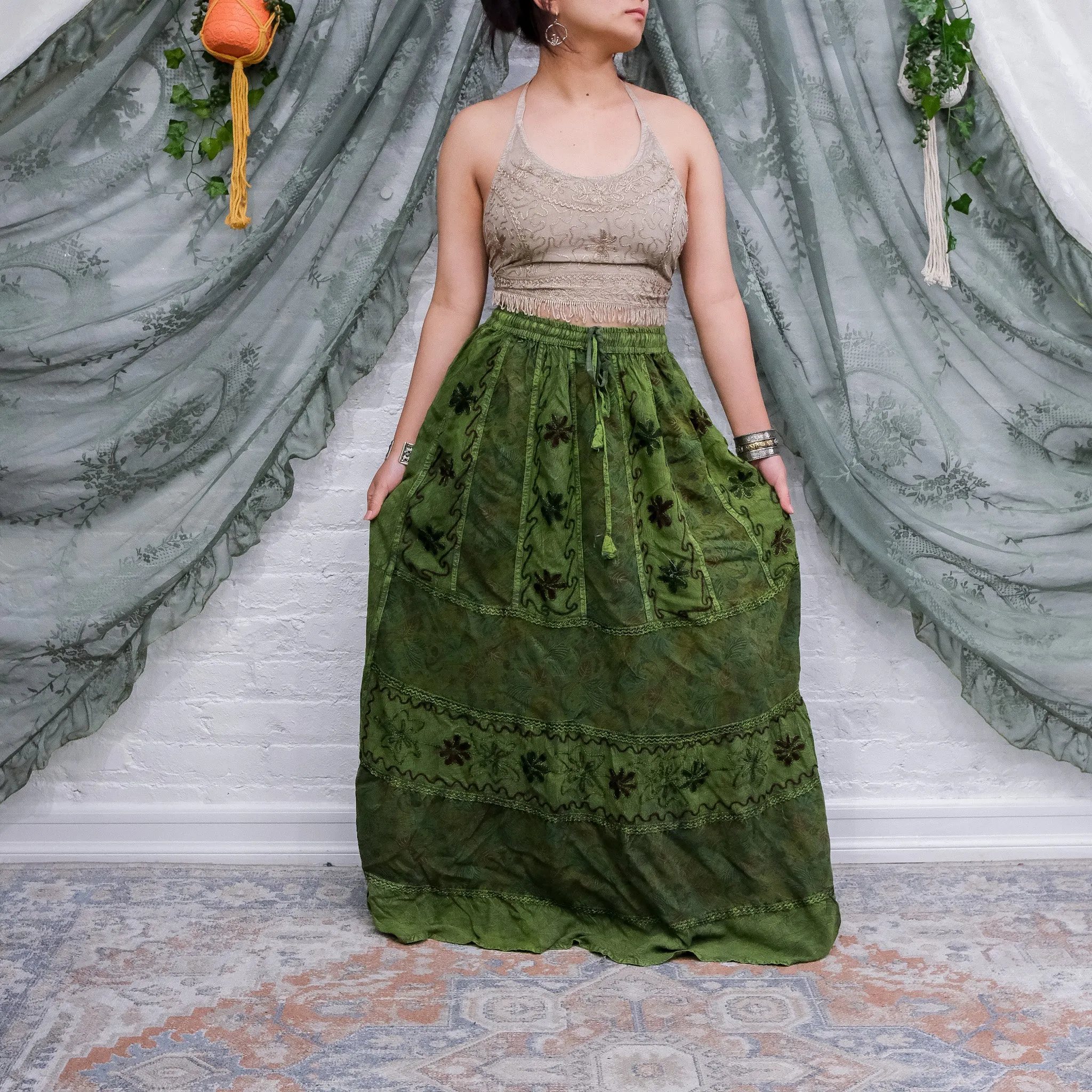 Hand Embroidery Flowy Skirt