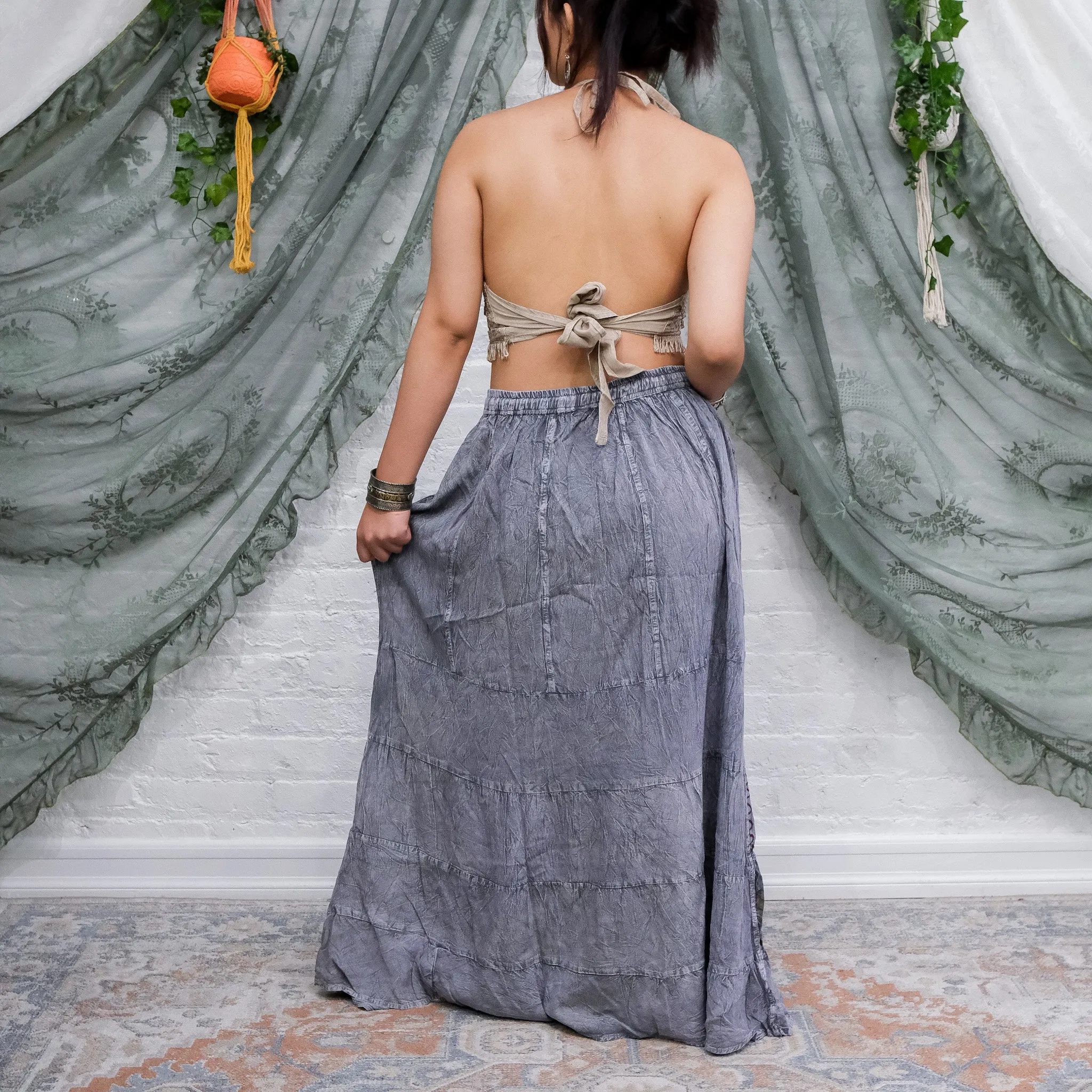 Hand Embroidery Flowy Skirt