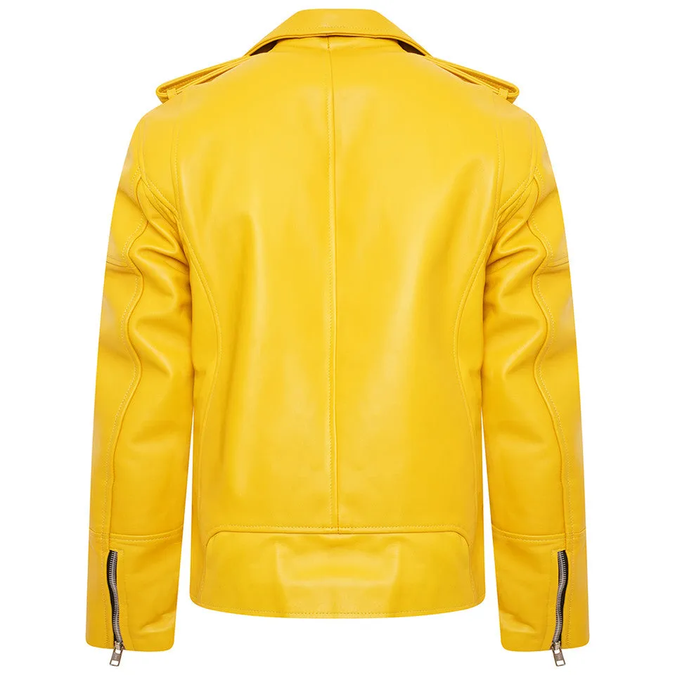 Inferno Yellow Motorcycle Leather Jacket