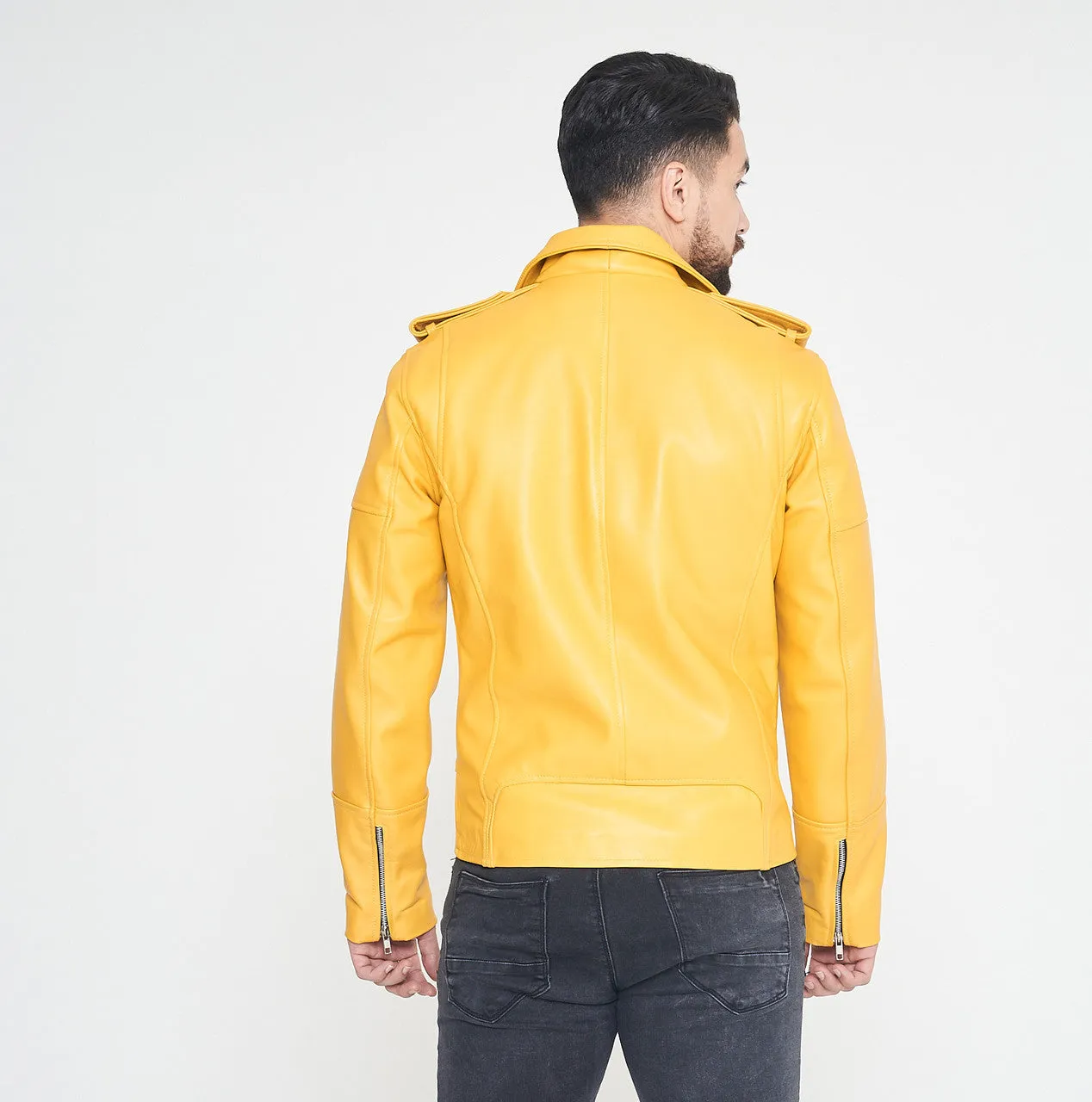 Inferno Yellow Motorcycle Leather Jacket