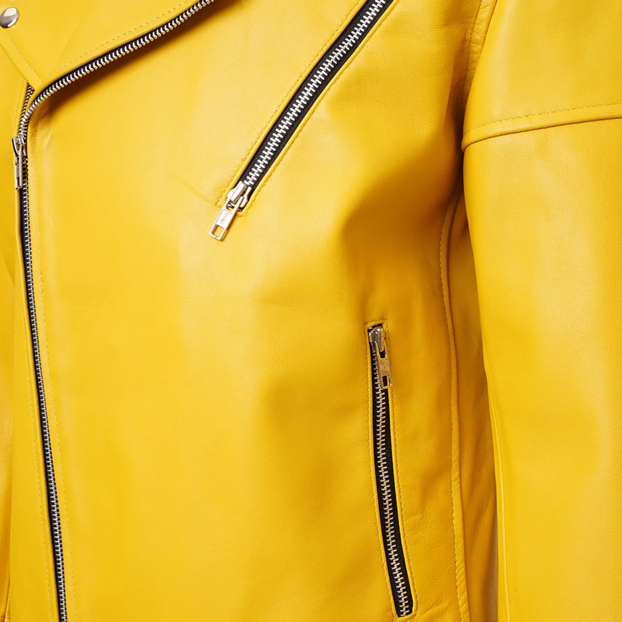 Inferno Yellow Motorcycle Leather Jacket