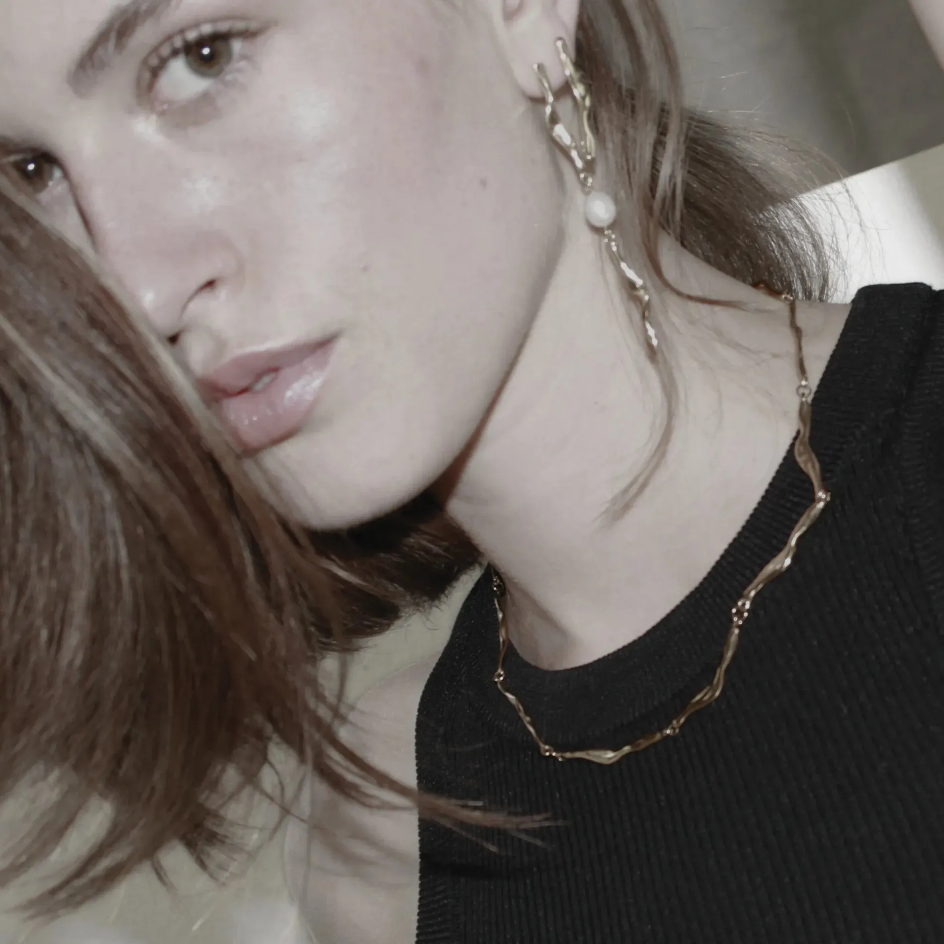 Joy Waterproof Short Organic Link Necklace 18K Gold Plating