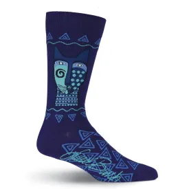 Laurel Burch Mens Blue Felines Socks