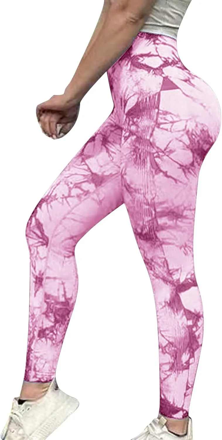 Litthing Scrunch Butt Leggings, Tie Dye Seamless Leggings for Women, Butt Lifting Workout High Waist Yoga Pants
