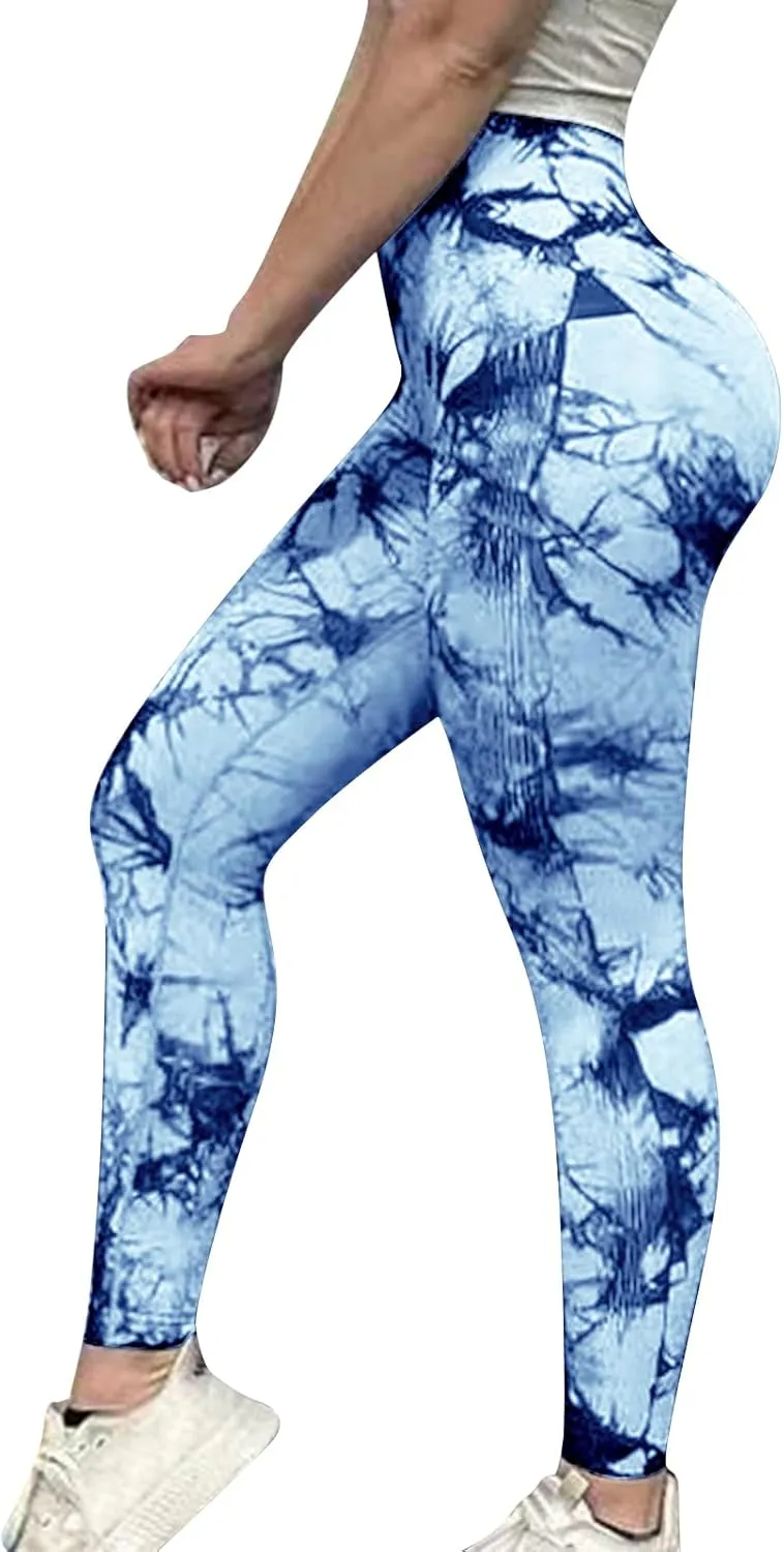 Litthing Scrunch Butt Leggings, Tie Dye Seamless Leggings for Women, Butt Lifting Workout High Waist Yoga Pants