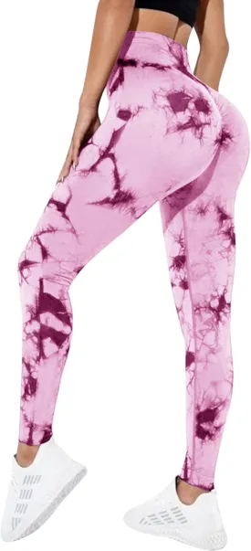 Litthing Scrunch Butt Leggings, Tie Dye Seamless Leggings for Women, Butt Lifting Workout High Waist Yoga Pants