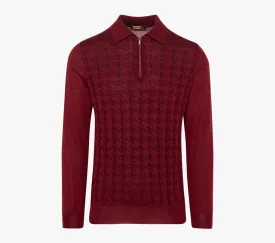 Long Sleeve Zipped Polo with Crocodile Details