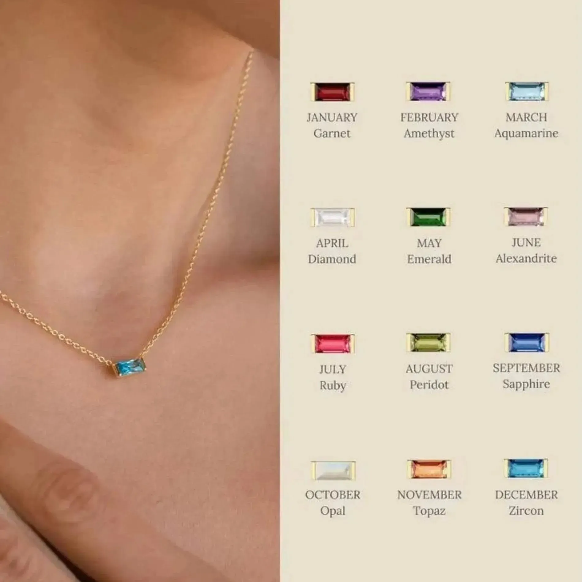 Love Waterproof Birthstone NOVEMBER Necklace 18K Gold Plating