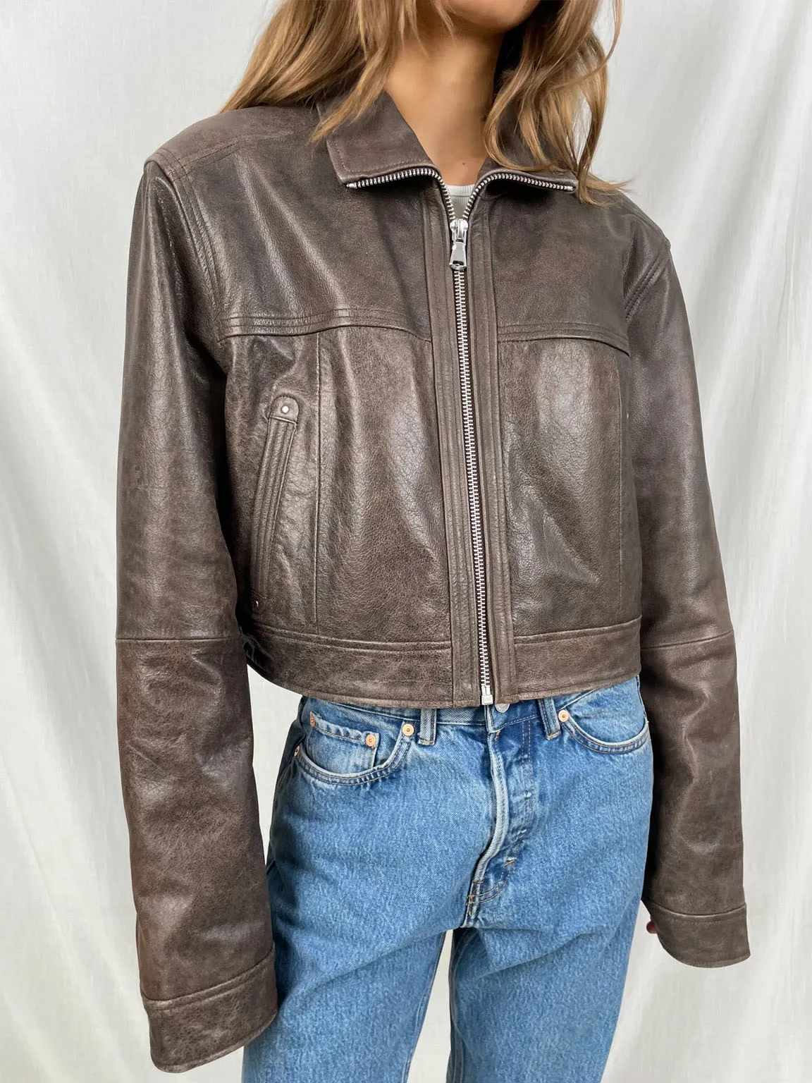 LYLE LEATHER JACKET - BROWN