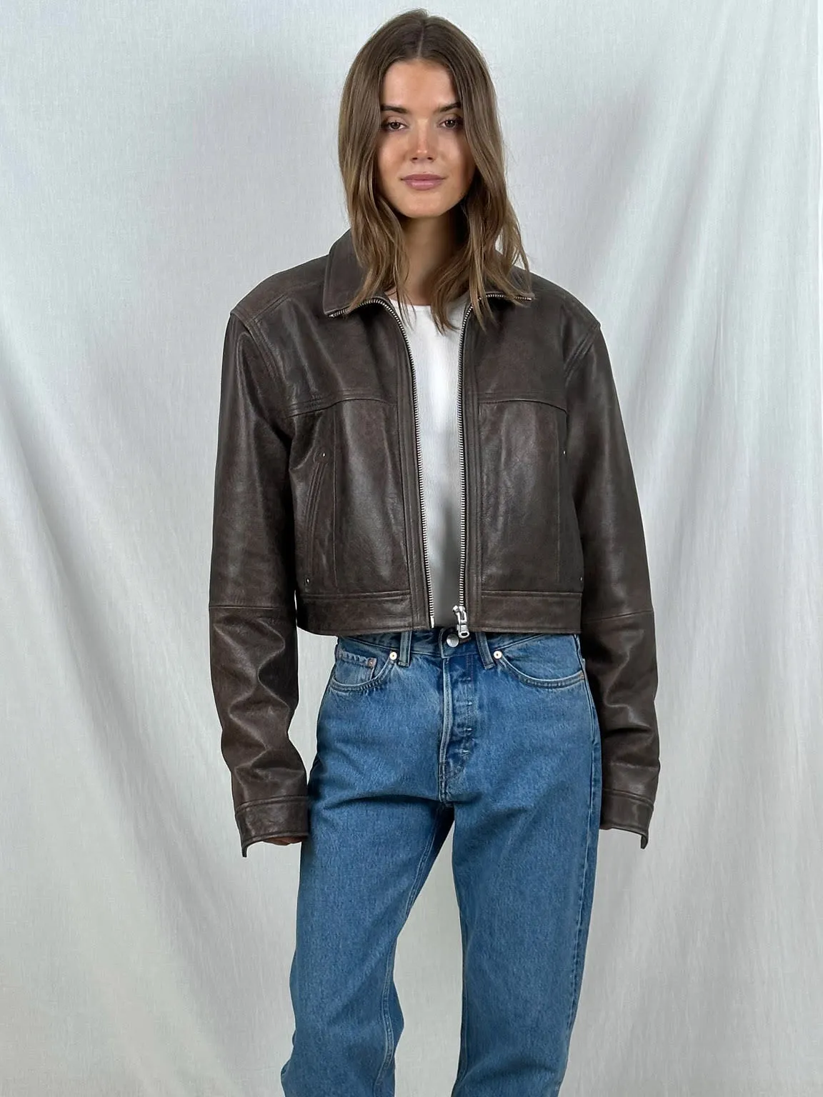 LYLE LEATHER JACKET - BROWN